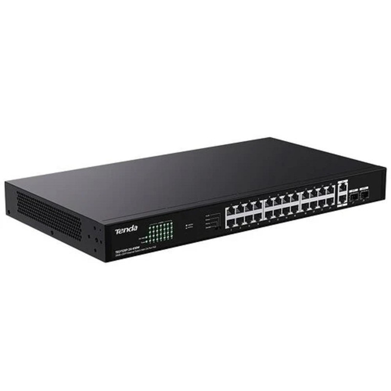 TENDA TEG1128P-24-410W Коммутатор в стойку 26GE+2SFP Ethernet Switch With 24-Port PoE (PoE бюджет 370W)