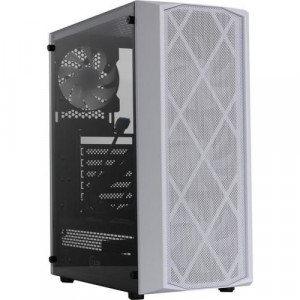 Powercase CMRMW-L4 Корпус Rhombus X4 White, Tempered Glass, Mesh, 4x 120mm 5-color LED fan, белый, ATX  (CMRMW-L4)
