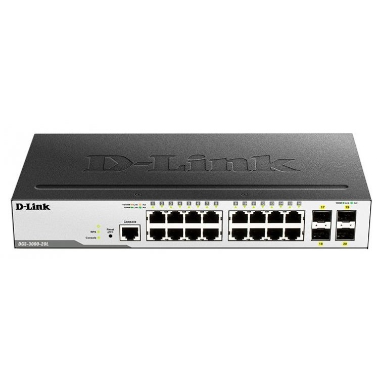 D-Link DGS-3000-20L/B1A Управляемый L2 коммутатор с 16 портами 10/100/1000Base-T и 4 портами 1000Base-X SFP D-Link DGS-3000-20L/B1A Управляемый L2 коммутатор с 16 портами 10/100/1000Base-T и 4 портами 1000Base-X SFP