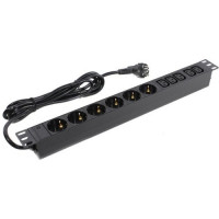 Exegate EX280869RUS Блок розеток ExeGate ServerPro PDU-19H011 Al-5C136S-EU2.5, 19",1U,алюм, 5C13, 6Sch,евровилка, 2.5м