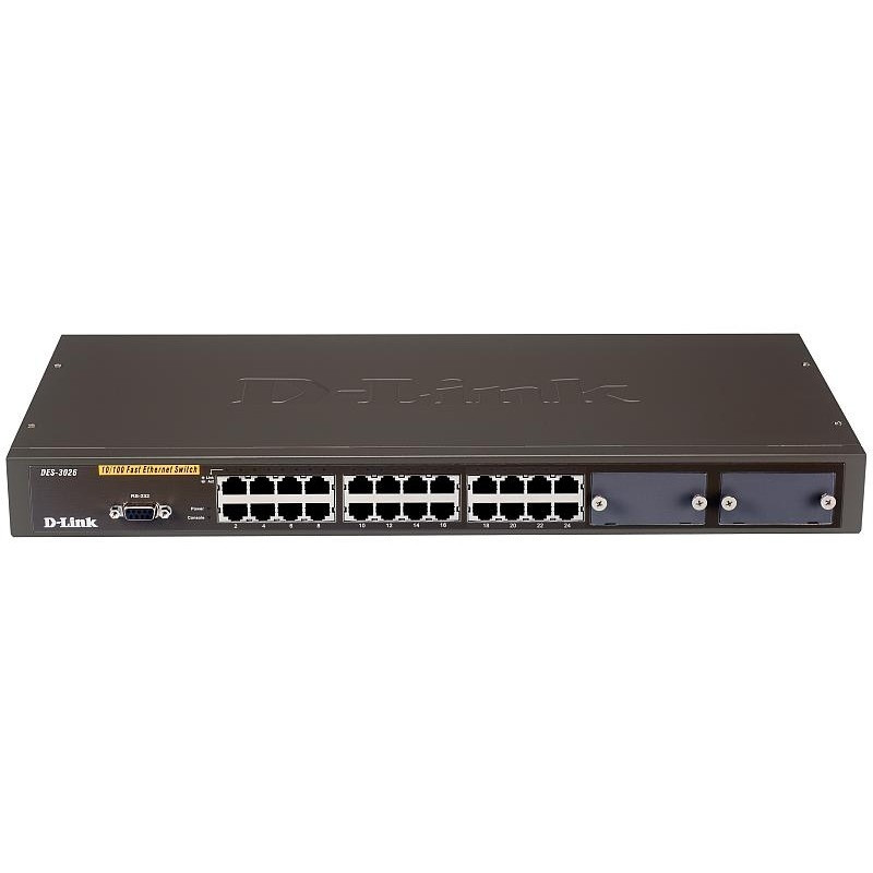 D-Link DES-3026/E Управляемый L2 коммутатор с 24 портами 10/100Base-TX и 2 слотами расширения