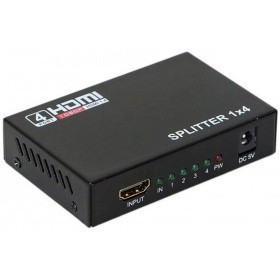 ORIENT HDMI 4K Splitter HSP0104HN, 1->4, HDMI 1.4/3D, UHDTV 4K(3840x2160)/HDTV1080p/1080i/720p, HDCP1.2, внешний БП-зарядник 2xUSB 5В/2.1A, метал.корпус (30368)