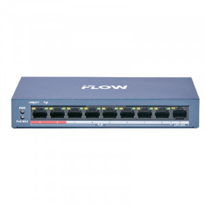 iFLOW F-SW-EU209POE-V/L L2, неуправляемый, 8 портов, 1 uplink порт 10/100M RJ45, 802.3af/at, бюджет PoE 60 Вт, поддержка режима передачи до 300м,10Мб/с, CAT6; защита от перенапряжения 6 кВ