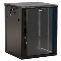 Hyperline TWB-0966-SR-RAL9004 шкаф настенный 19-дюймовый (19"), 9U, 500x600x600 мм, металлическая передняя дверь с замком, две боковые панели, цвет черный (RAL 9004) (разобранный)