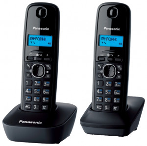 Panasonic KX-TG1612RUH (серый)  {Доп трубка в комплекте,АОН, Caller ID,12 мелодий звонка,поиск трубки}
