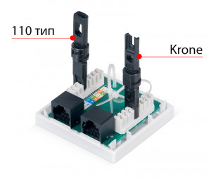 Cabeus WS-8P8C-Cat.6-2 Розетка компьютерная RJ-45(8P8C), категория 6, двойная, внешняя, Dual IDC
