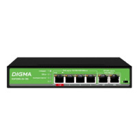 Digma DSP204G-2G-T80 Коммутатор (L2) 6х1Гбит/с 4PoE 4PoE+ 1PoE++ 80W неуправляемый