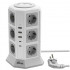 RITMIX RM-2123C White Сетевой фильтр с кнопкой питания {16А, 12 розеток, 2 USB Type-C,3 USB А (5 В, 2,4 А), 2 м } {80003366}