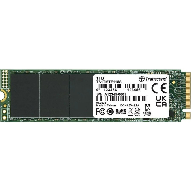 Накопитель SSD Transcend PCI-E 3.0 x4 1Tb TS1TMTE115S 115S M.2 2280 0.2 DWPD