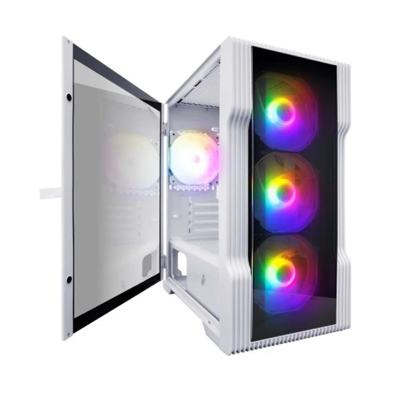 1STPLAYER Корпус TRILOBITE T3-G White / mATX, TG / 4x 120mm LED fans inc. / T3-G-WH-4F1-W