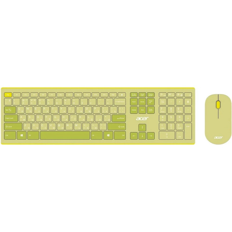 Клавиатура + мышь Acer OCC205 клав:зеленый/желтый мышь:зеленый/желтый USB беспроводная slim