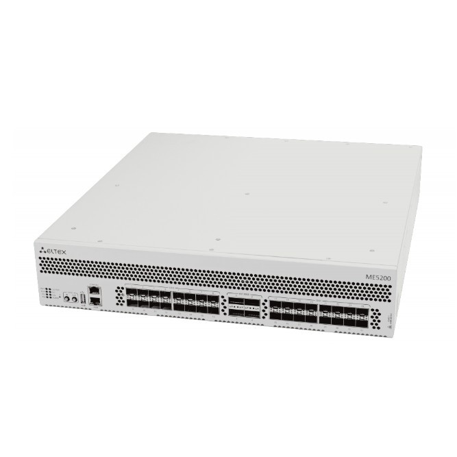 ELTEX ME5200S Маршрутизатор 32 x 10GE SFP+, 4 x 40GE/100GE (QSFP28), 2 слота для модулей питания ELTEX ME5200S Маршрутизатор 32 x 10GE SFP+, 4 x 40GE/100GE (QSFP28), 2 слота для модулей питания