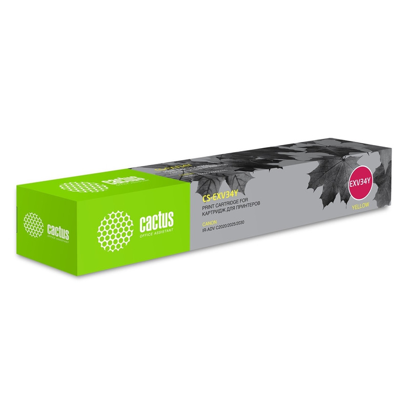 Картридж лазерный Cactus CS-EXV34Y желтый (19000стр.) для Canon IR Advance C2030L/C2030i/C2020L/C2020i/C2025i