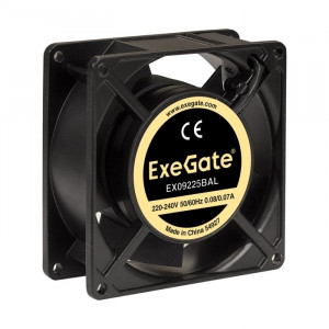 Exegate EX289003RUS Вентилятор 220В ExeGate EX09225BAL (92x92x25 мм, 2-Ball (двойной шарикоподшипник), подводящий провод 30 см, 2600RPM, 35dBA)