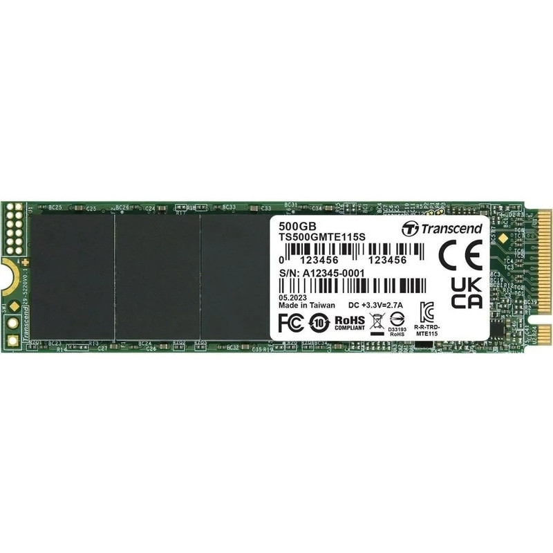 Накопитель SSD Transcend PCI-E 3.0 x4 500Gb TS500GMTE115S 115S M.2 2280 0.2 DWPD