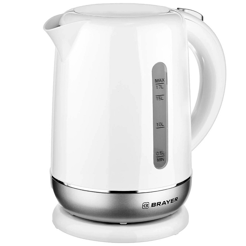BRAYER 1011BR Чайник электрический,  2200 Вт, 1,7 л, термост.пластик, автоотключ, STRIX, моющ. Фильтр