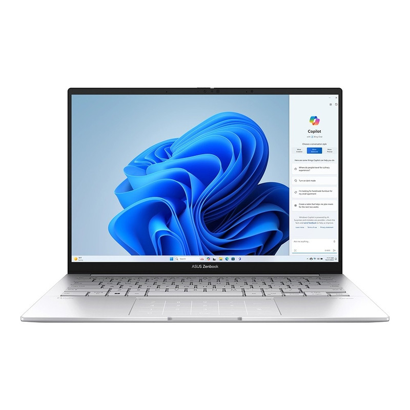 ASUS Zenbook 14 UX3405CA-QL573 [90NB14W4-M00UF0] Foggy Silver 14" {1920x1200 OLED  Ultra 5 225H(3.3Ghz)/16384Mb/1024SSDGb/Intel Arc graphics/DOS + алюм корп; +чех}