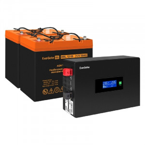 Exegate EX297433RUS Комплект ИБП EX295994RUS + батарея 55Ач EX285652RUS 2шт (инвертор, синус, для котла, PF=1, настенный) ExeGate IdealSine SR-1500.LCD.2SH <1500VA/1500W, чистая синусоида, цветной LCD