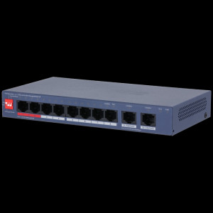 DAHUA DH-CS4010-8ET2GT-110 8-портовый PoE коммутатор управляемый  8 RJ45 10/100Мбит/с (PoE/PoE+/Hi-PoE/IEEE 802.3bt), 2 RJ45 10/100/1000Мбит/с (uplink);  1~2 до 90Вт, 3~8 до 30Вт, суммарно до 110Вт