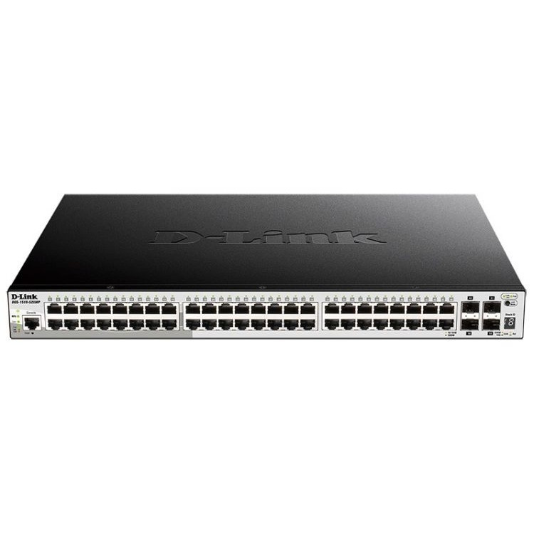 D-Link DGS-1250-52XMP/A1A Настраиваемый коммутатор 2 уровня с 48 портами 10/100/1000Base-T и 4 портами 10GBase-X SFP+ (48 портов с поддержкой PoE 802.3af/802.3at (30 Вт), PoE-бюджет 370 Вт)