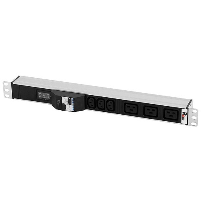 ЦМО Блок розеток Rem-32 с авт., и амп., 3 IEC 60320 C13, 3 IEC 60320 C19, 32А, алюм., 19", колодка (R-32-3C13-3C19-A-Am-440-K)