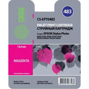 Картридж струйный Cactus CS-EPT0483 пурпурный (14.4мл) для Epson Stylus Photo R200/R220/R300/R320/R340/RX500/RX600/RX620/RX640