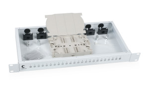 Cabeus FO-19-24ST Кросс бокс оптический 19" на 24 ST(FC) со сплайс пластиной и КДЗС (без пигтейлов и проходных адаптеров)