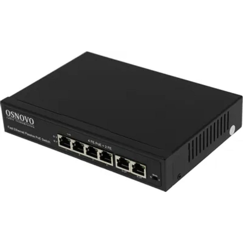 Коммутатор/ OSNOVO Passive PoE коммутатор 6 портов, 4 PoE порта 10/100 Base-T, 2*10/100 Base-T Uplink, до 30W на порт Коммутатор/ OSNOVO Passive PoE коммутатор 6 портов, 4 PoE порта 10/100 Base-T, 2*10/100 Base-T Uplink, до 30W на порт