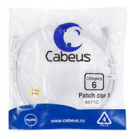 Cabeus PC-UTP-RJ45-Cat.6-1.5m-WH Патч-корд U/UTP, категория 6, 2xRJ45/8p8c, неэкранированный, белый, PVC, 1.5м Cabeus PC-UTP-RJ45-Cat.6-1.5m-WH Патч-корд U/UTP, категория 6, 2xRJ45/8p8c, неэкранированный, белый, PVC, 1.5м